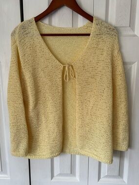 Lemon Yellow Knit Front Tie Cardigan